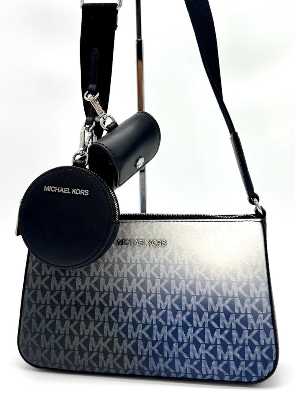 Michael Kors Jet Set Logo Crossbody Bag w Case for Apple AirPods Pro Black Multi